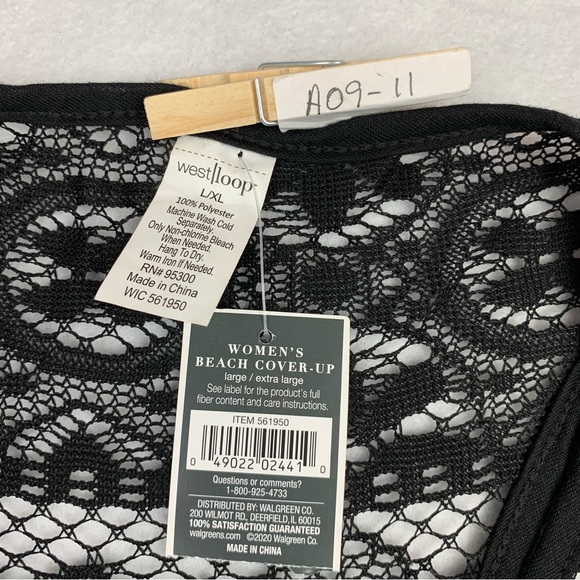 West Loop Black Lace Stretch Beach Swimsuit Cover-Up Womens Comfort Fit L/XL NWT - Picture 6 of 8